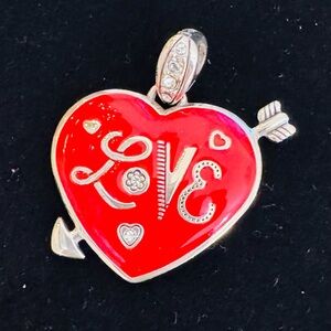 Brighton Red Heart Pendant/Charm with Silver Accents